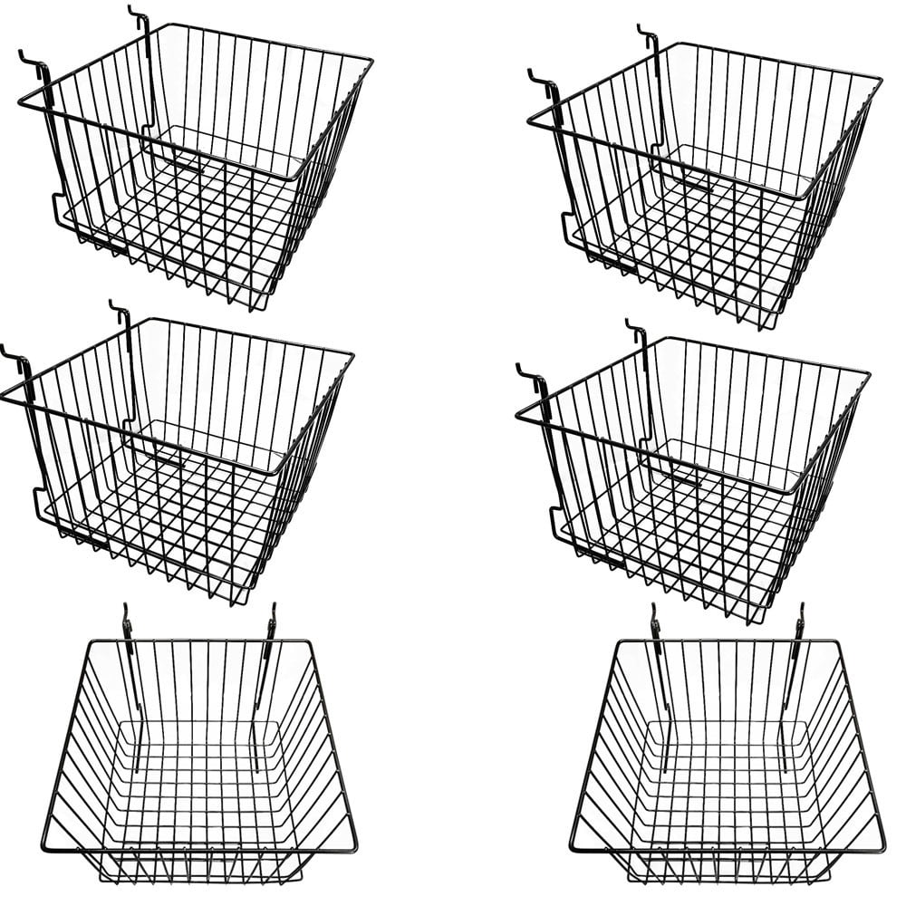 8 Deep in Back and 3 Deep in Front: Attaches to Slatwall and Grid Panels for Retail or Home Use Quantity 3 Pegboard Steel Wire Basket with a 12 by 12 Opening 3, Chrome 