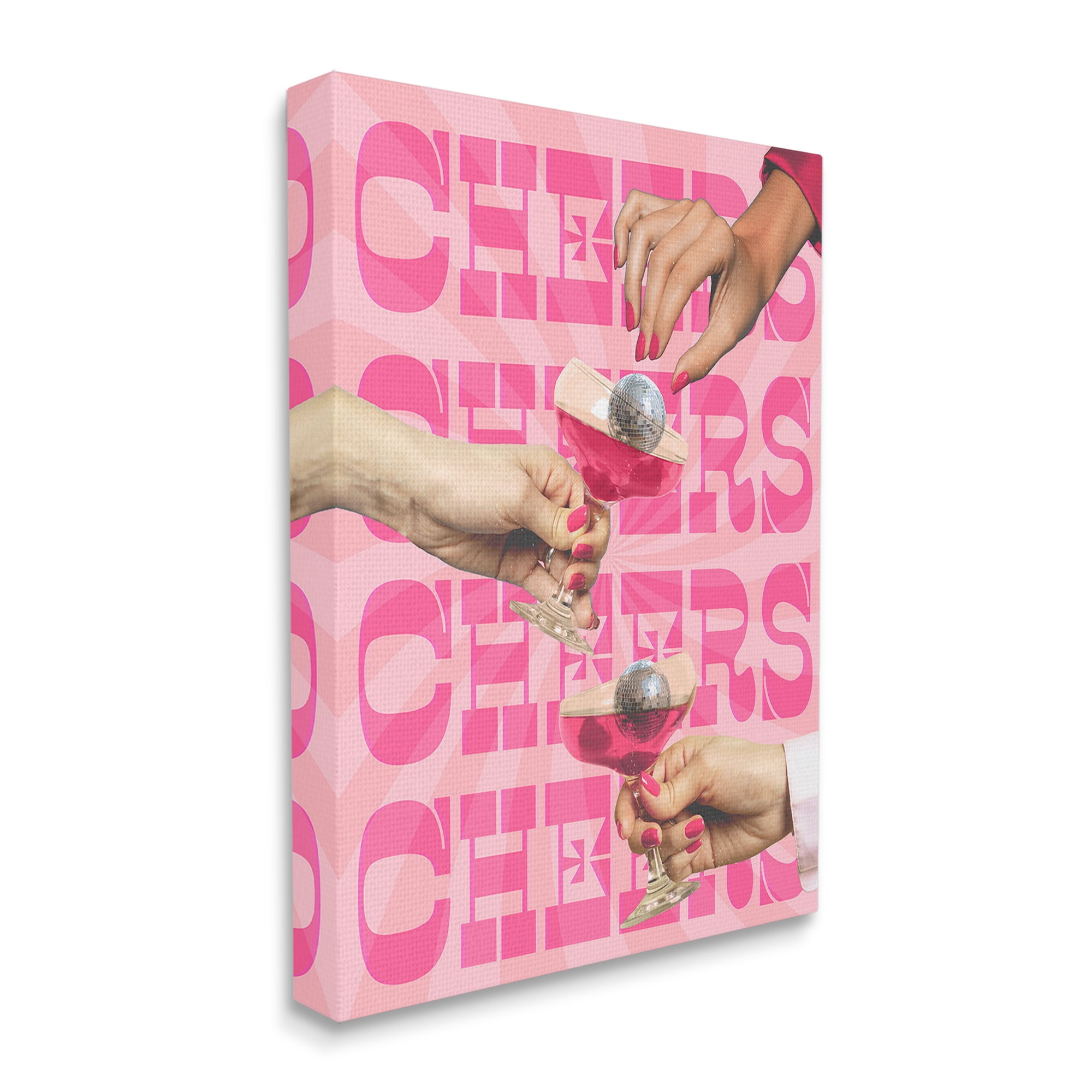 Stupell Industries Cheers Pink Margaritas Food & Beverage Painting Gallery Wrapped Canvas Art Print Wall Art, 16 x 20