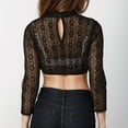 thumbnail image 4 of Ounisa Womens Lace Floral Tops Long Sleeve Mesh Round Neck Shirts Floral Blouses Top, 4 of 7