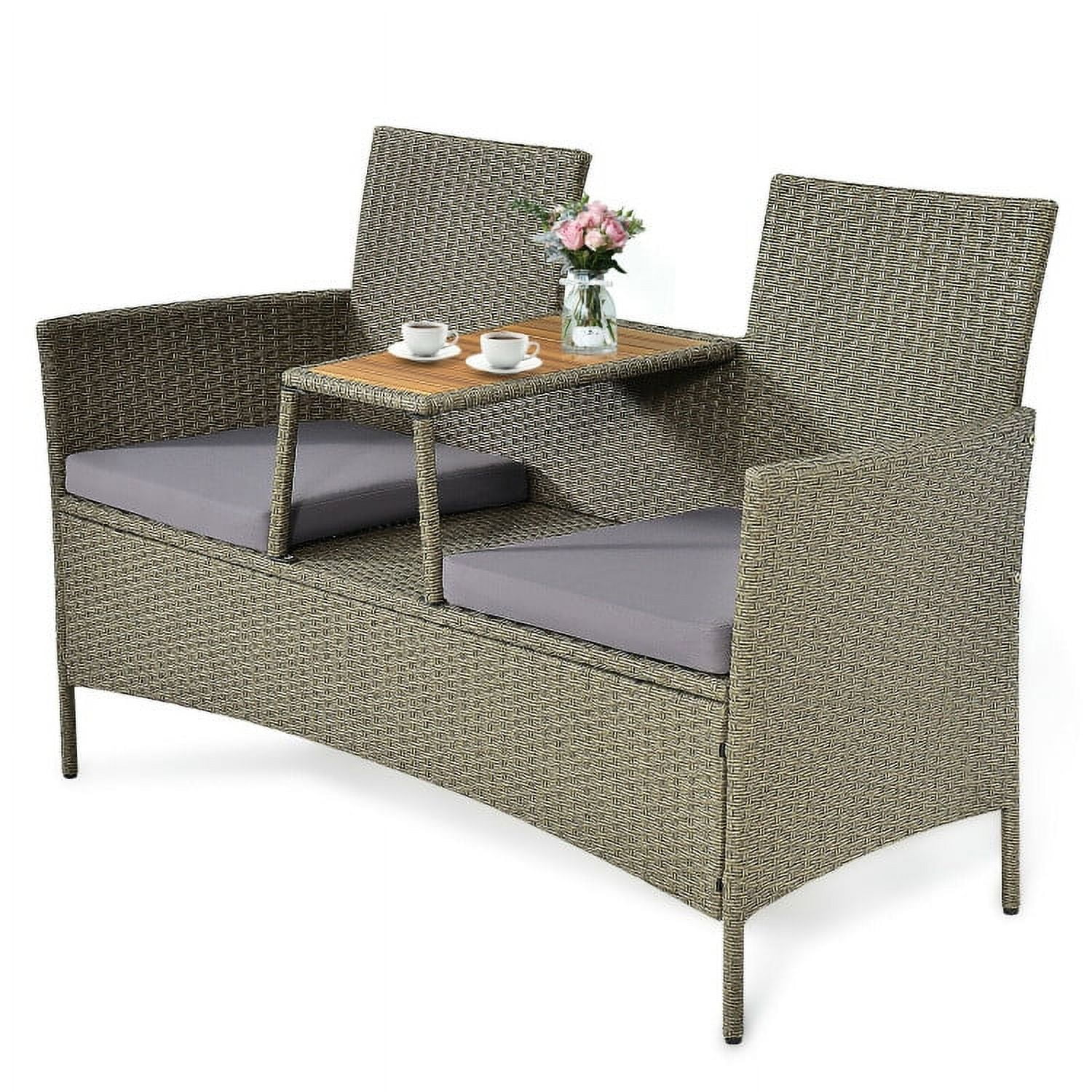 Aimee Lii 2-Person Patio Rattan Conversation Furniture Set, Small Patio Set with Coffee Table Aimee Lii 2-Person Patio Rattan Conversation Furniture Set, Small Patio Set with Coffee Table