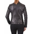 thumbnail image 3 of Luis Women's Lambskin Leather Black Bomber Biker Jacket, 3 of 4