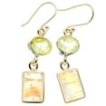 thumbnail image 2 of Rainbow Moonstone, Prehnite Earrings 1 3/4" (925 Sterling Silver)  - Handmade Boho Vintage Jewelry EARR429770, 2 of 2