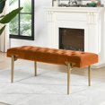 thumbnail image 3 of Jennifer Taylor Home Aria Upholstered Gold Accent Bench Burnt Orange, 3 of 13