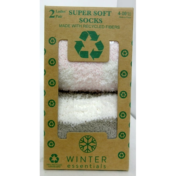 Winter Essentials - Black & White Super Soft Socks 2 Pairs - Size 4-10