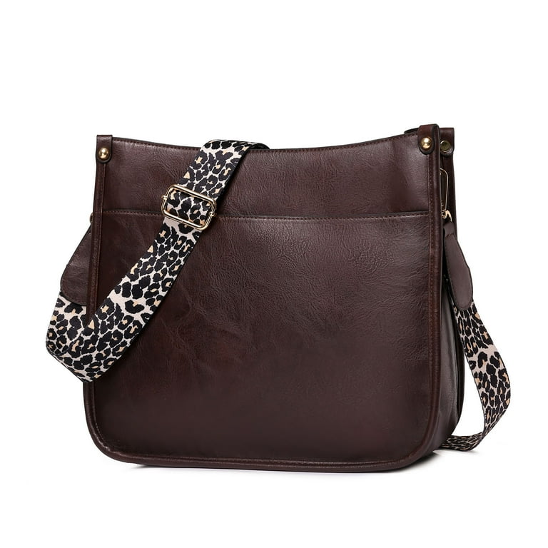 Women's Callista Monogram Crossbody Leopard Guitar Strap Purse Hand Shoulder Bag Vegan Leather Pocketbook Handbag Personalize