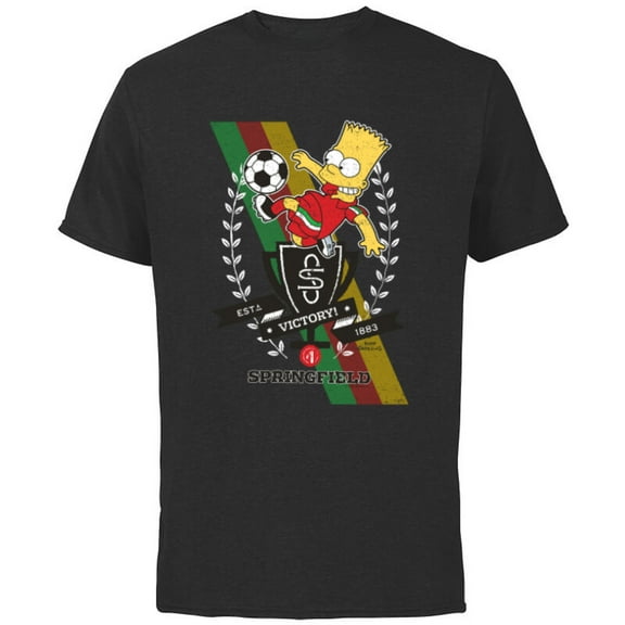 The Simpsons Soccer Bart Simpson Springfield Victory - Short Sleeve Cotton T-Shirt for Adults - Customized-Black