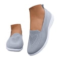 thumbnail image 3 of Duqingm Comfortable Flats Womens Slip on Walking Shoes Breathable Sock Shoe Non-Slip Mesh Casual Sneakers Grey,6.5, 3 of 7