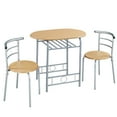 thumbnail image 2 of Yaheetech 3 Piece Modern Round Dining Table Set with Steel Legs, Natural, 2 of 6