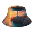 thumbnail image 3 of Daiia Lighthouse At Sunset Coast Pattern Bucket Hat - Trendy Cotton Sun Hat for Beach, Golf, Fishing - Fun Outdoor Vacation Boonie for Men and Women, 3 of 9