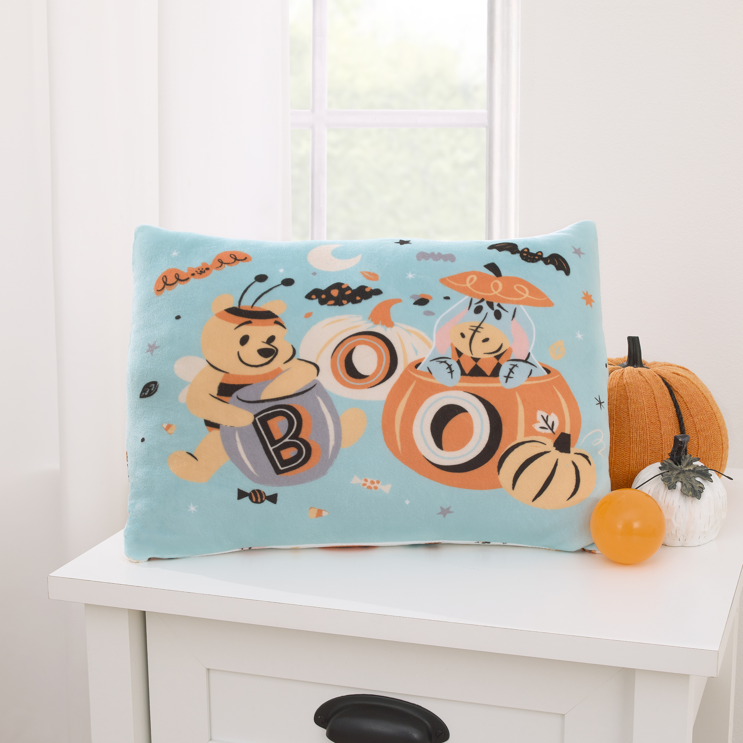 Disney Winnie The Pooh Squishy Toddler Pillow, 15x12", Aqua, Rectangular Shape, Halloween, 1 count
