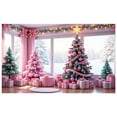 thumbnail image 3 of Pink Theme Christmas Banner Christmas Tree Design Pink Christmas Banner Gift Pattern Bow Decoration Holiday Banner for Christmas Party Indoor Celebration Family Celebration, 3 of 8