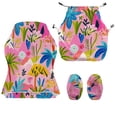 thumbnail image 4 of SCRAWLGOD Graffiti Floral Palm Tree Print Pink Print Gaming Chair Cover with Armrest Cover, Soft Computer Chair Slipcover with Armrest Cover Anti Slip Rotating Chair Protection with Elastic Band, 4 of 7