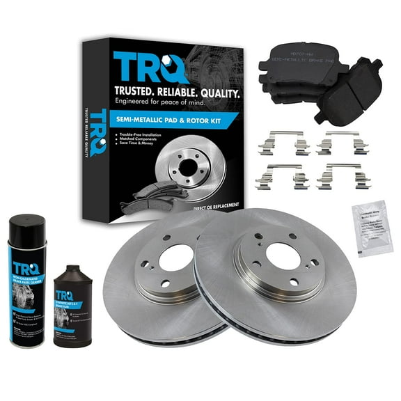 TRQ Front Semi Metallic Brake Pad & Rotor Kit w/Chemicals for 99-03 Lexus RX300 BKA17464