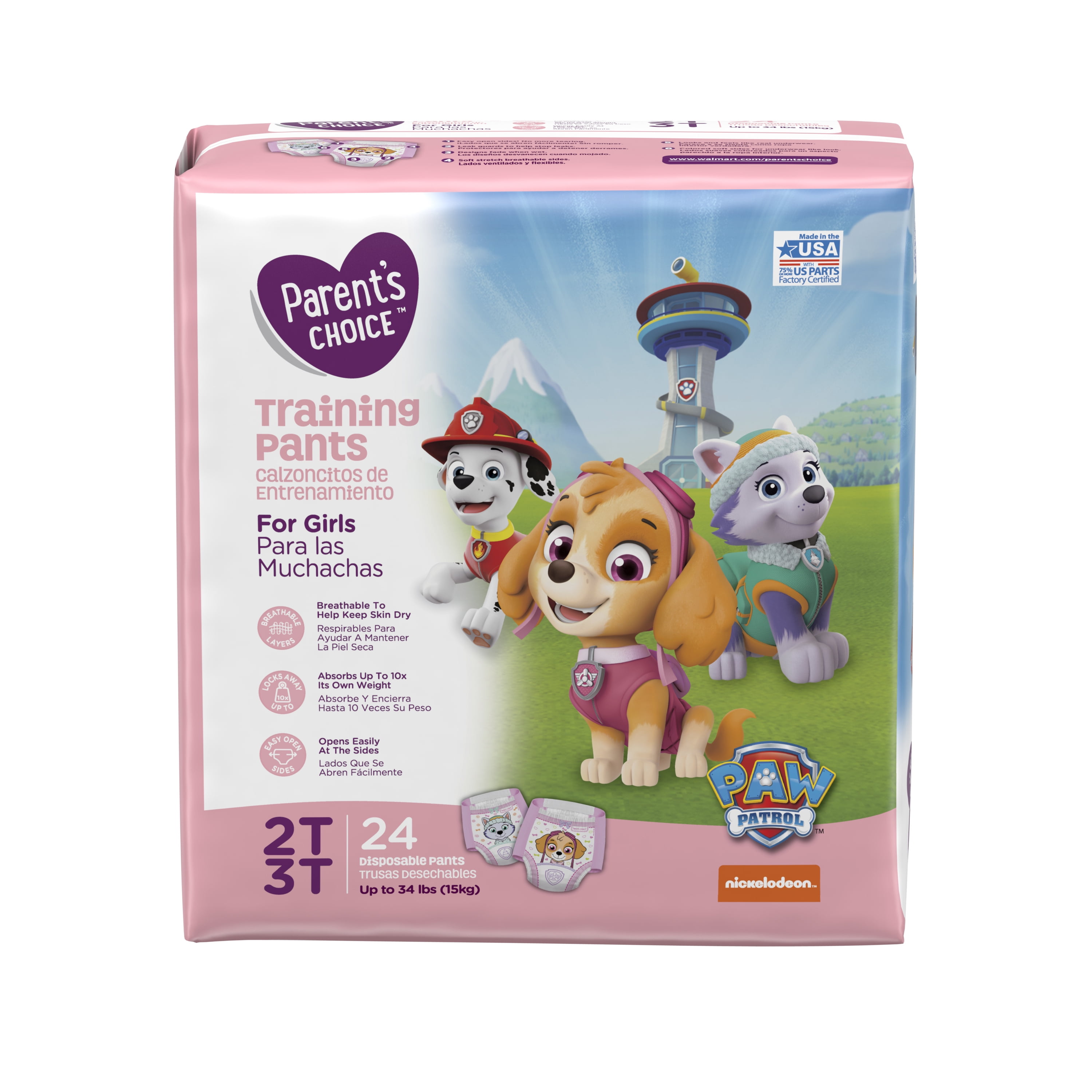 Parent's Choice Training Pants for Girls, Size 2T3T, 24 Count Walmart Inventory Checker