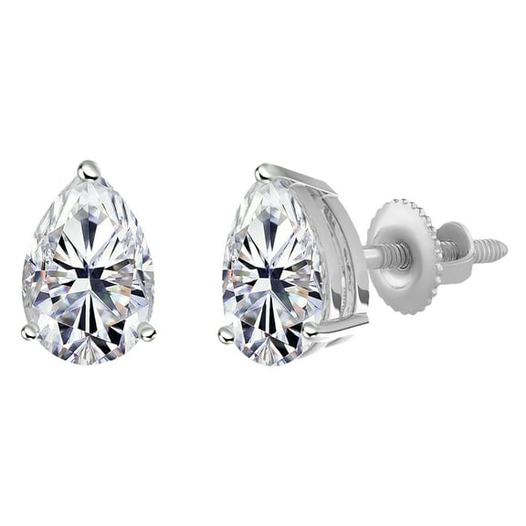 Dazzlingrock Collection IGI Certified 1.00 Carat Pear Lab Grown White Diamond Solitaire Stud Earrings for Her in 10K Solid White Gold in Screw Back