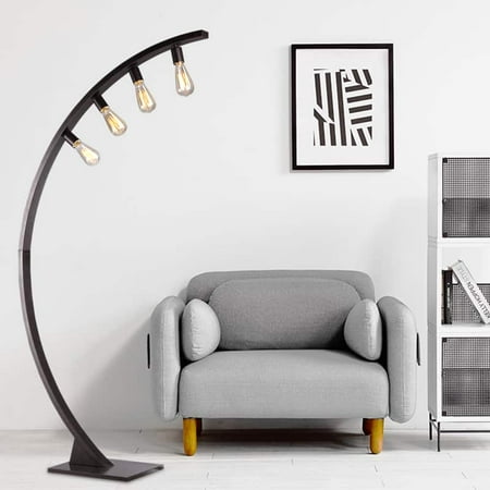 - Robelim Antique Black Arch Floor Lamp with Edison Bulbs