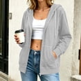 thumbnail image 2 of Womens Long Sleeve Zip Up Hoodies Plus Size Drawstring Comfy Tunic Sweatshirt Casual Lightweight Fall Jackets with Pockets, 2 of 8