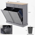 thumbnail image 3 of HARIPUL Double Tilt Out Trash Cabinet 26 Gallon Waste Bins Hidden Trash Bin w/ Hiddles for Kitchen, Gray, 3 of 7
