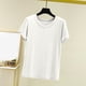 thumbnail image 1 of Pijama de manga corta para mujer, color liso, manga corta, camiseta fina, pijama de manga corta, blusa de poliéster, 1 of 8