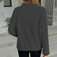 thumbnail image 7 of Women's Sherpa Quarter Zip Sweater Long Sleeve 1/4 Zipper Fleece Pullover Stand Collar Comfy Loose Winter Fall Tops (L, Dark Gray), 7 of 7