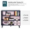 thumbnail image 3 of HOMCOM 3-Tier Child Bookcase Open Shelves Cabinet Floor Standing Cube Storage Organizer with Drawers - Pink, 3 of 9