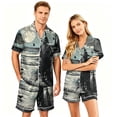 thumbnail image 2 of Leidass Mens Pajama Set Short Sleeve Button Down Sleepwear Set with Shorts Relaxed Lounge Set S to XXXXL Black(man) L, 2 of 5
