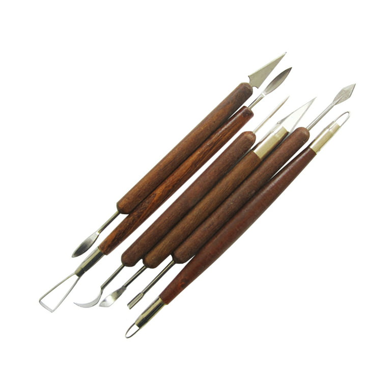 6PCS Wood Ceramic Art Clay Sculpture Carving Polymer Clay Modeling Chisel  Tools Kit Set 