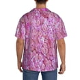 thumbnail image 3 of Lsque Pink Roses Print Men's Cuban Collar Short Sleeve Shirt Summer Beachwear Casual Button Down Fashionable Vacation Leisure Shirt-Large, 3 of 5