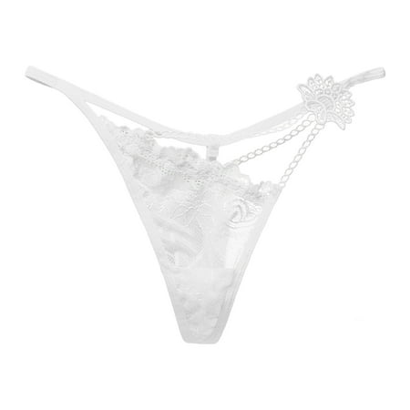 Midwennn Womens V Shaped Sexy Transparent Hollow Lace Thong Thin Panties Remote Control Panties for Women Pleasure