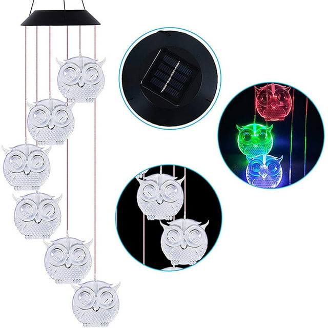 Solar Wind Chimes,Owl Solar Wind Chime Solar Garden Lamp Wind Chime Light Enhanced Features