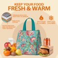 thumbnail image 5 of Pioneer Flower Floral Print Pattern Insulated Lunch Bag for Women & Adults,Large Portable Soft Cooler Lunch Bag,Thermal Food Storage Tote with Pearl Cotton,8.66L,8.75x5.75x9.5 Inch, 5 of 6