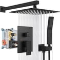 thumbnail image 1 of Gotonovo Rainfall Bathroom Shower System Rain Shower Head And Handle Set Wall Mounted Shower Complete Combo Solid Brass Pressure Balancing Shower Mixer Valve 12 Inch Matte Black, 1 of 4