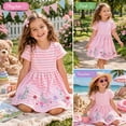 thumbnail image 6 of Rimyaw Little Girls Bunny Dress, Short Sleeve A-Line Sundress with Applique, Soft Summer Casual Pink Dress, Size 6T, 6 of 7