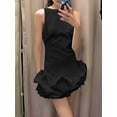 thumbnail image 6 of Women Ruffle Bubble for Mini Dress Sleeveless Ruched Hem Bodycon Dresses Tank Short Dress Black L, 6 of 8