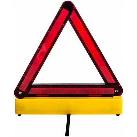 BRITEGUARD Lighted Safety Triangle | 17 1/2" (44.5 cm) Elevated | 36 LED Illumination | Vehicle-Powered | Efficiently Foldable with Compact Storage.