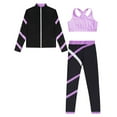 thumbnail image 3 of YONGHS Kids Girls Sport Dance Outfits Crop Tank Tops Zipper Jackets Sweatshirts with Athletic Leggings Set Lavender 10, 3 of 5