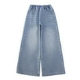 thumbnail image 5 of QNANSPI Jeans for Teen Girls, Kids Wide Leg Jeans, Big Kids Girls Denim Pants Straight Wide Leg Style Heart Embroidered Detail Casual Daily Outdoor Wear 4-15 Years, 5 of 6