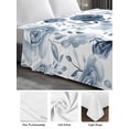 thumbnail image 6 of Blue Flowers Queen Size Flat Sheet, Wrinkleproof & Fadeproof Cooling Flat Bed Sheet Only, Watercolor Rustic Retro Floral Leaf Vines Breathable Soft Bedding Top Sheets 90 x 102 Inches, 6 of 8