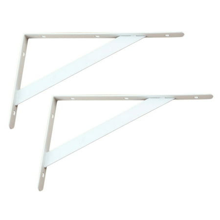 

Pair Heavy Duty Metal L Shaped Wall Shelf Bracket Shelves Plank Rack Support - White 400x250x3mm