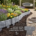 thumbnail image 2 of Decorative Imitation Stone Garden Fence: Plastic Edging Border Faux Stone Landscape Edging with Interlocking Spikes - Flexible Plastic Lawn Edging for Flower Beds, Yard, Pathway (10, White), 2 of 8