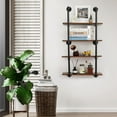 thumbnail image 5 of Industrial Pipe Shelving Wall Mounted, 30in Metal Floating Shelves, Steampunk Real Wood Book Shelves, Wall Shelf Unit Wineshelf Hanging Wall Shelves, Kitchen Bar Shelving(4 Tier), 5 of 7