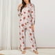 thumbnail image 2 of Balery Strawberry Floral Conjunto de Pijama con Estampado para Mujer, Conjunto de Dos Piezas con Manga Larga, Ropa de Dormir Suave con Bolsillos, Pijamas Cómodos-Medium, 2 of 7