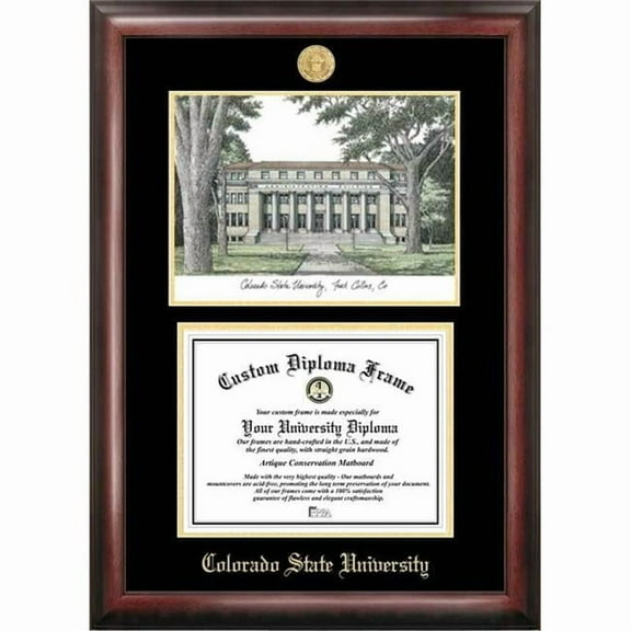 Campus Images CO999LGED Colorado State University Gold embossed diploma frame with Campus Images lithograph