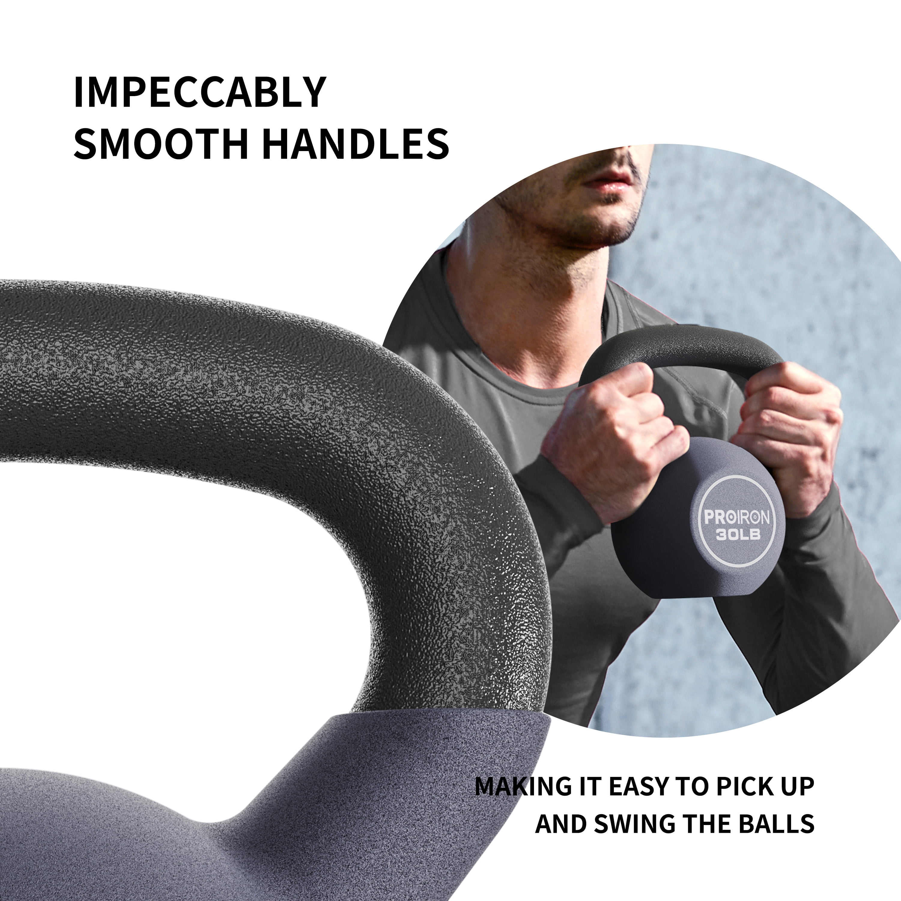 PROIRON Neoprene Coated Kettlebell 30Lb, Single