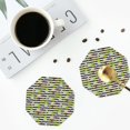 thumbnail image 5 of Pofeuu Striped With Palm Tree Branches Print Leather Coasters Set of 6, Round Cups Mugs Mat Pad for Home Kitchen Heat Resistant Drink Coasters,Octagon, 5 of 7