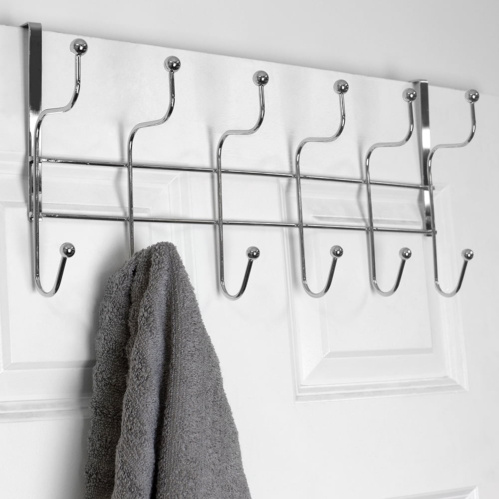 Over Door Hook 6-Hooks Coat Hat Cloth Hangers Rack Stainless Steel Towel Wall UK