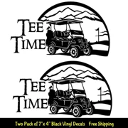 TREND Tee Time Golf Cart Graphic Two Pack 7" Black Vinyl Decals Car Truck Windows