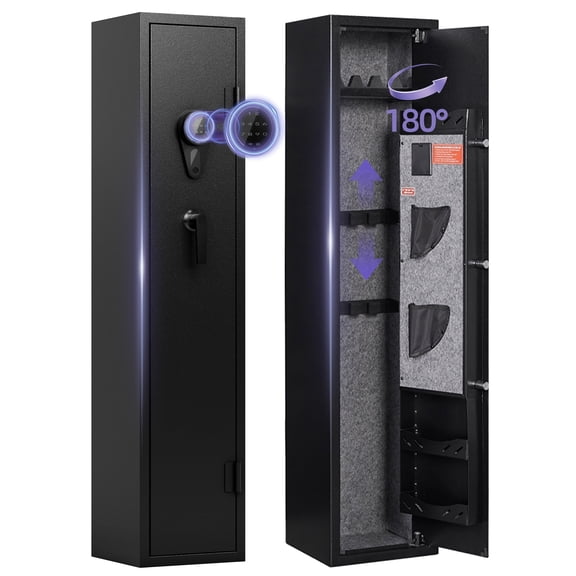 KAER 5 Gun Safe, Fingerprint Gun Safe, Assembled Rifle Safe for Home, Gun Cabinet with Removable Shelf and Gun Rack