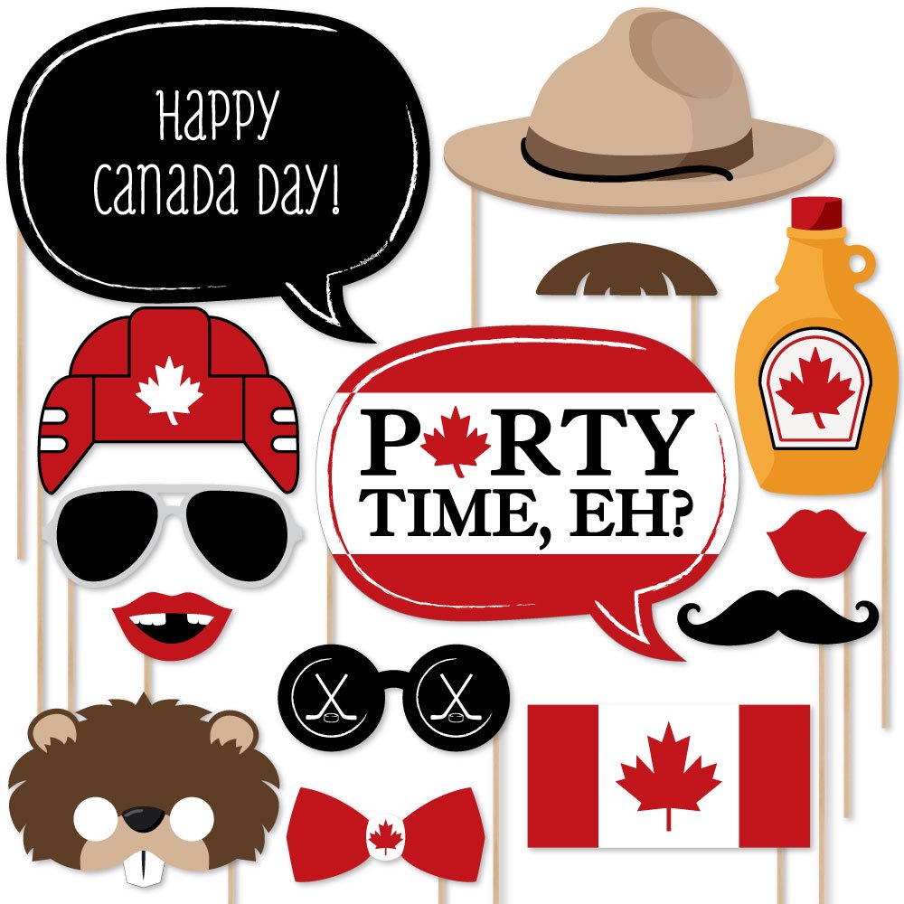 Canada Day Photo Booth Props Kit 20 Count