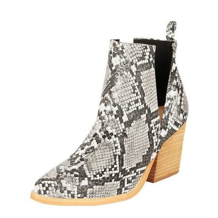 

Winter Savings Clearance Deals 2022! VEKDONE Women Boots Pointed Shoes Winter Snake Pattern Fashion Splicing High Heel Shoes